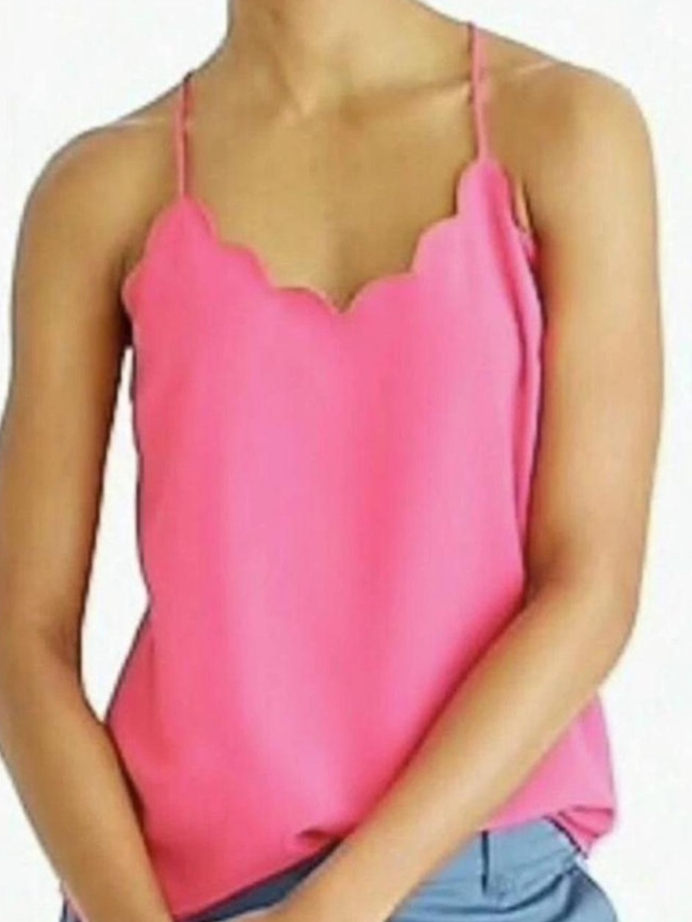 JCrew Scalloped Adjustable Pink Cami Tank | Size 0